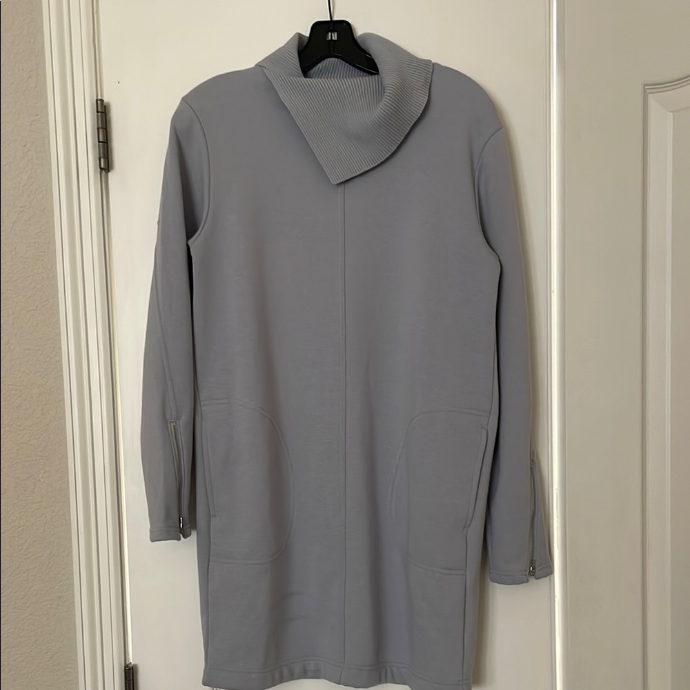 Athleta Gray Ribbed Cowl Neck Dress